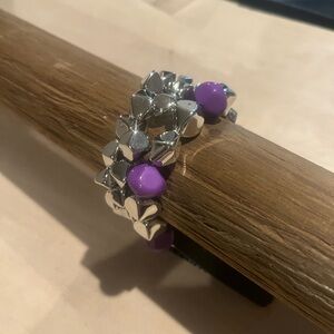Silver and Purple Women's Bracelet